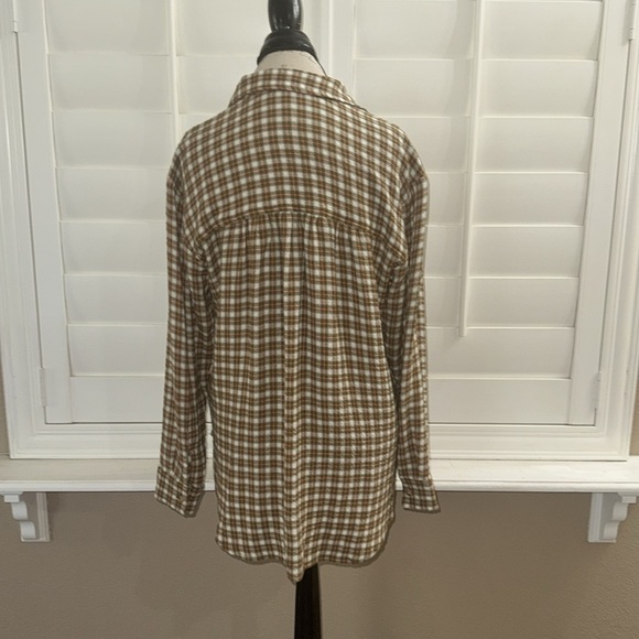 Pilcro Relaxed Plaid Button Down Shirt Moss - Picture 8 of 14